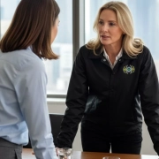 Two women in a conference room